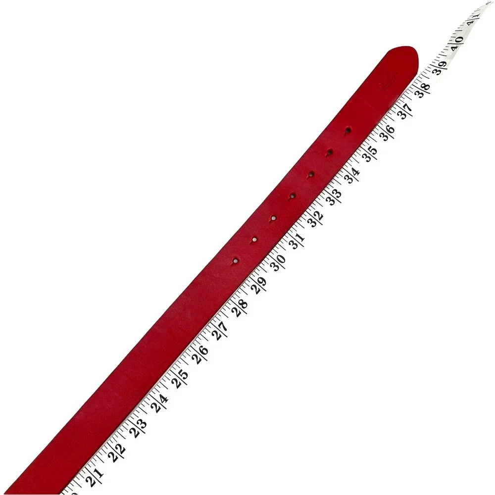 Falari Leather Belt Mens Medium 34-36 Red Silvertone Buckle 29-35